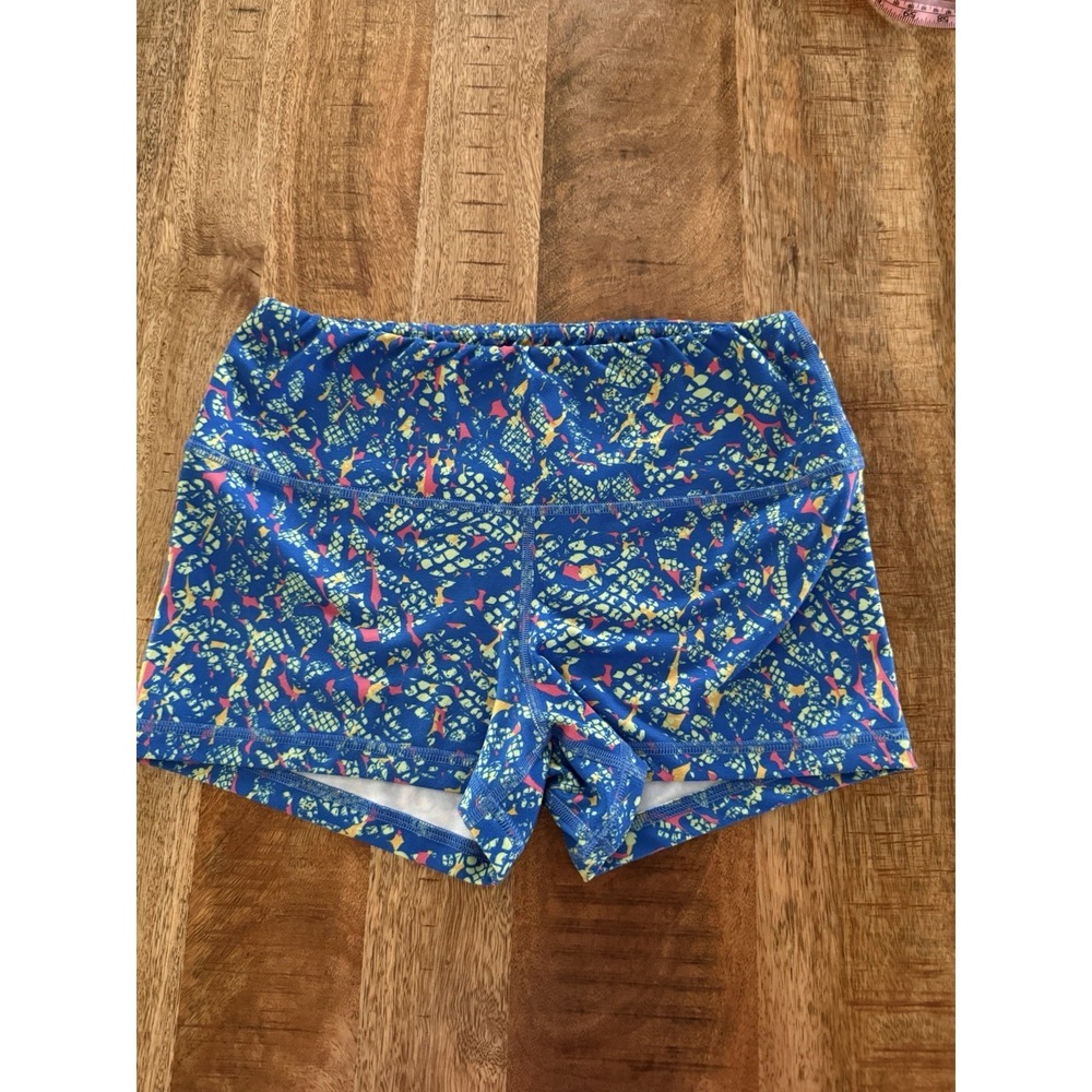 FLEO Cold Blooded High Rise Original Shorts M Blue Snake Print 2.5" Inseam